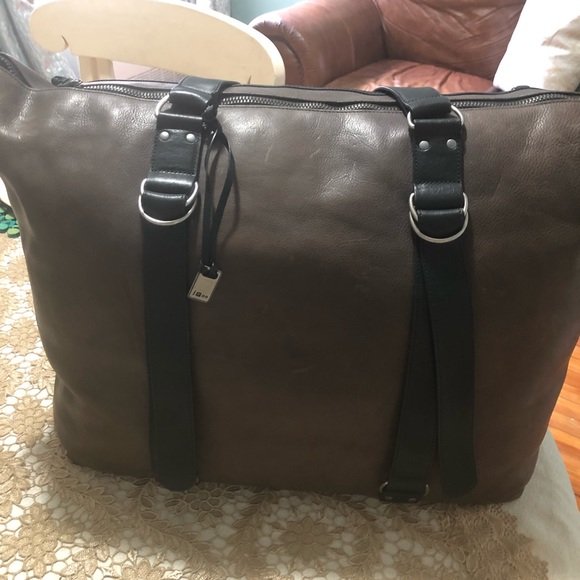 John Varvatos Leather Duffle Bag - Picture 4 of 8